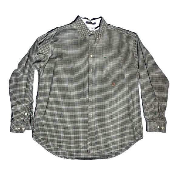 Tommy Hilfiger Green Checked Button Up Shirt Size Mens XL - Picture 1 of 7